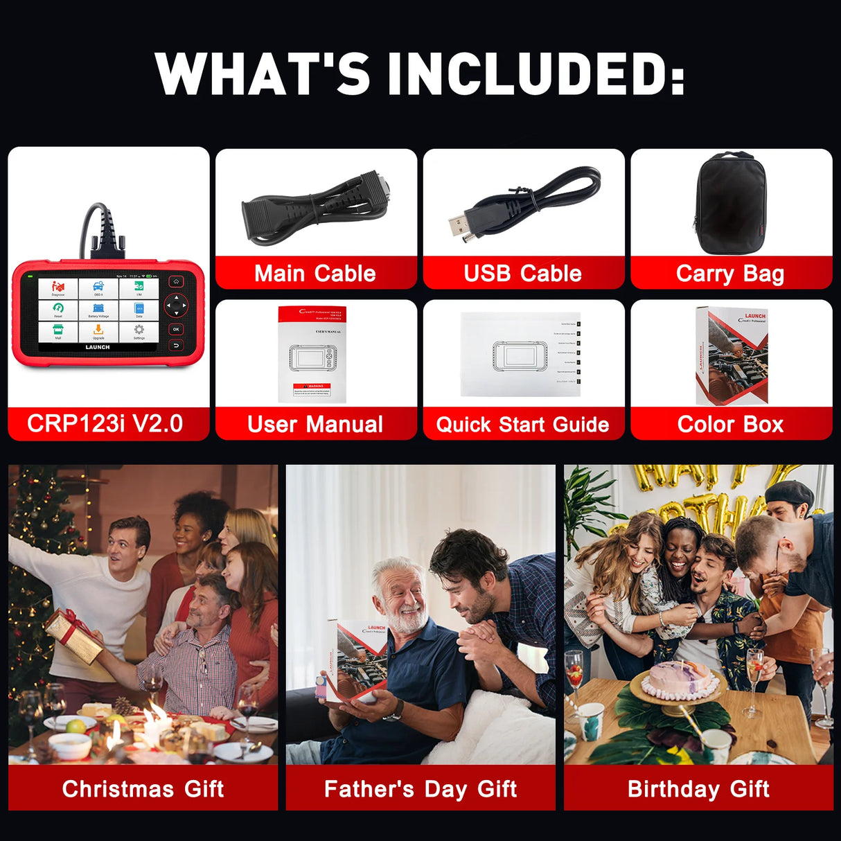 LAUNCH CRP123I V2.0 OBD2 Scanner – Quad-System Diagnostic Tool, 7 Reset Functions, Free Lifetime Update