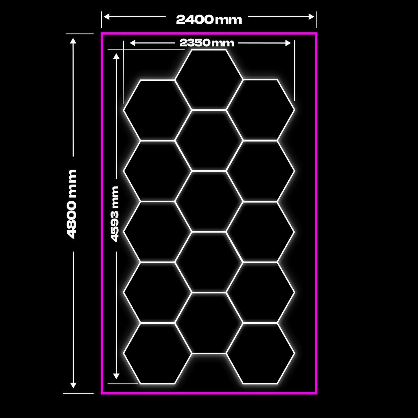 15 Hexagon LED light + Pink frame