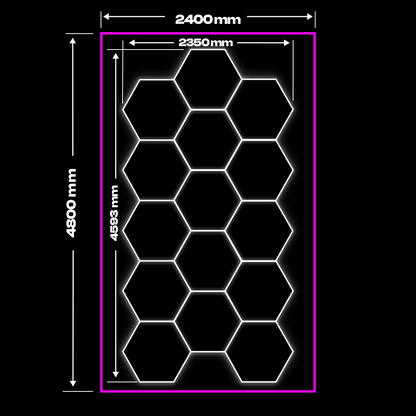 15 Hexagon LED light + Pink frame