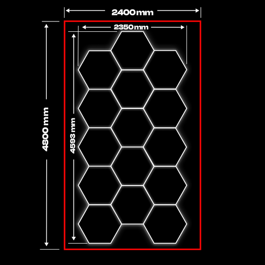 15 Hexagon LED-valo + Punainen kehikko