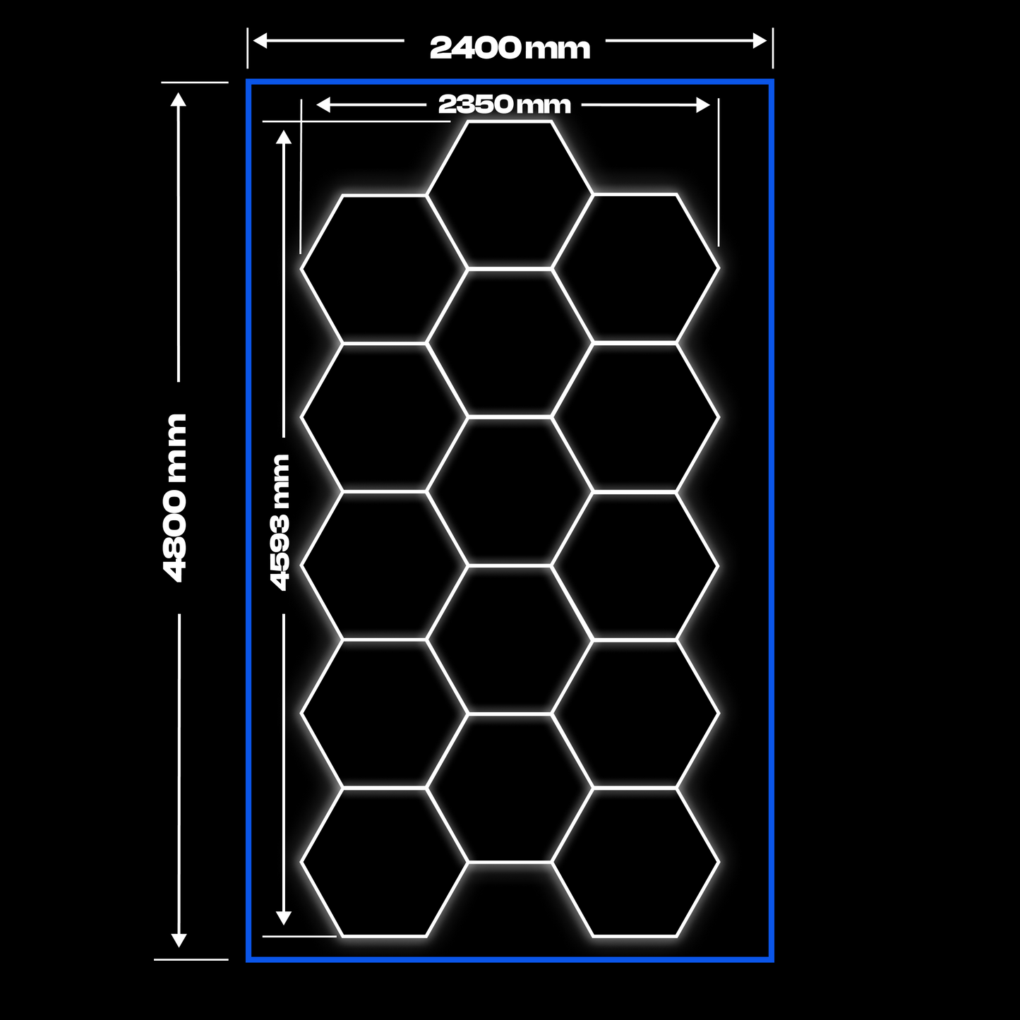 15 Hexagon LED light + Blue frame