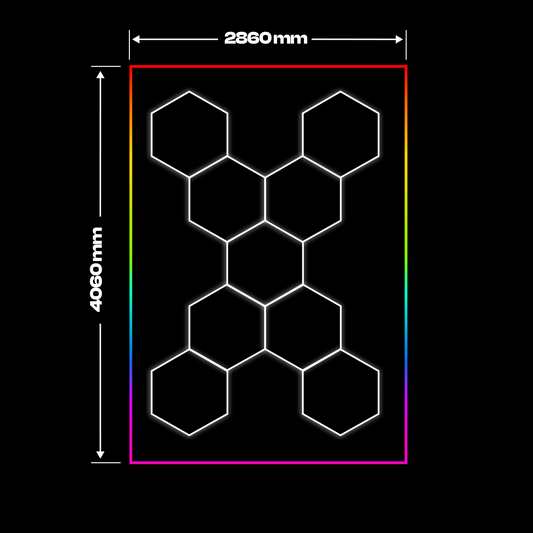 9 Hexagon LED light 6500K + Frame RGB LED lighting