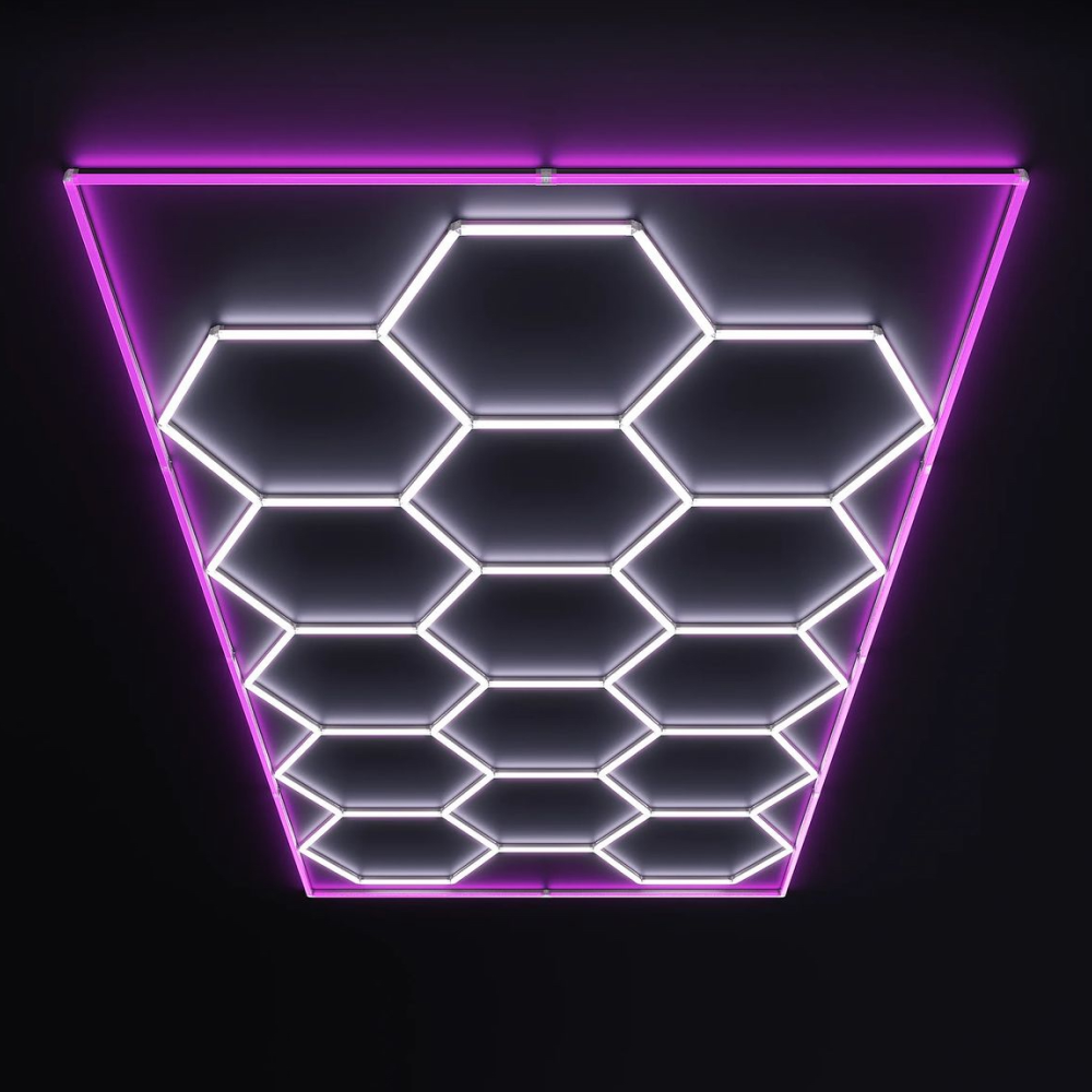 15 Hexagon LED-valo + Pinkki kehikko