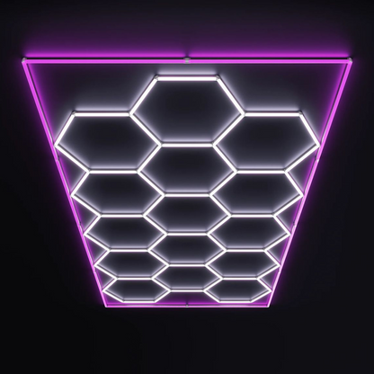 15 Hexagon LED-valo + Pinkki kehikko