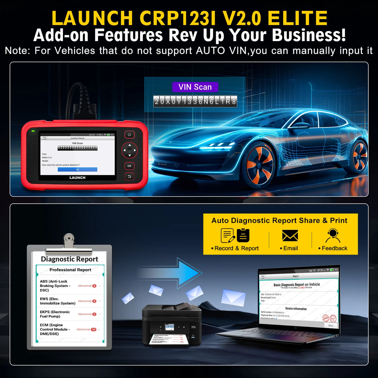 LAUNCH CRP123I V2.0 OBD2 Scanner – Quad-System Diagnostic Tool, 7 Reset Functions, Free Lifetime Update