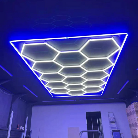 15 Hexagon LED-valo + Sininen kehikko